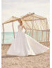 Cap Sleeves Ivory Satin V Back Charming Wedding Dress